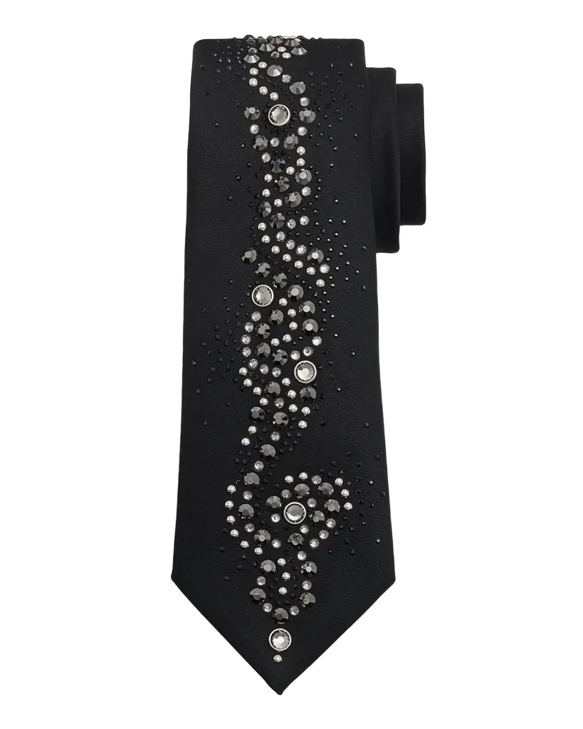 Versace Men 's Wool Blend Medusa Rhinestone-Embellished Tie