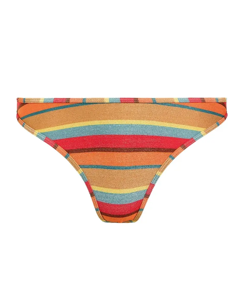 Ramy Brook Isla Glitter Striped Bikini Bottoms