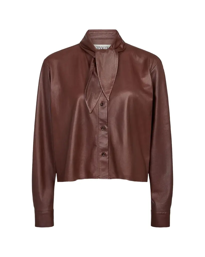 TWP Tie-Neck Leather Shirt