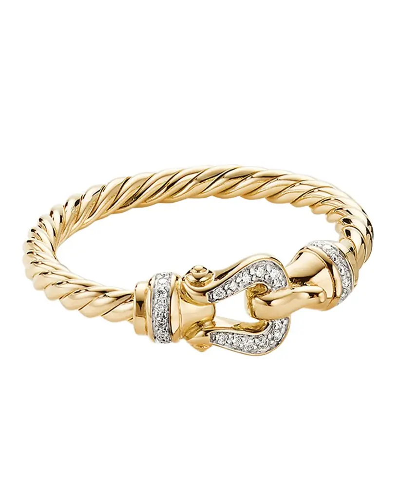 David Yurman Cable Buckle Ring with Diamonds in 18K Gold