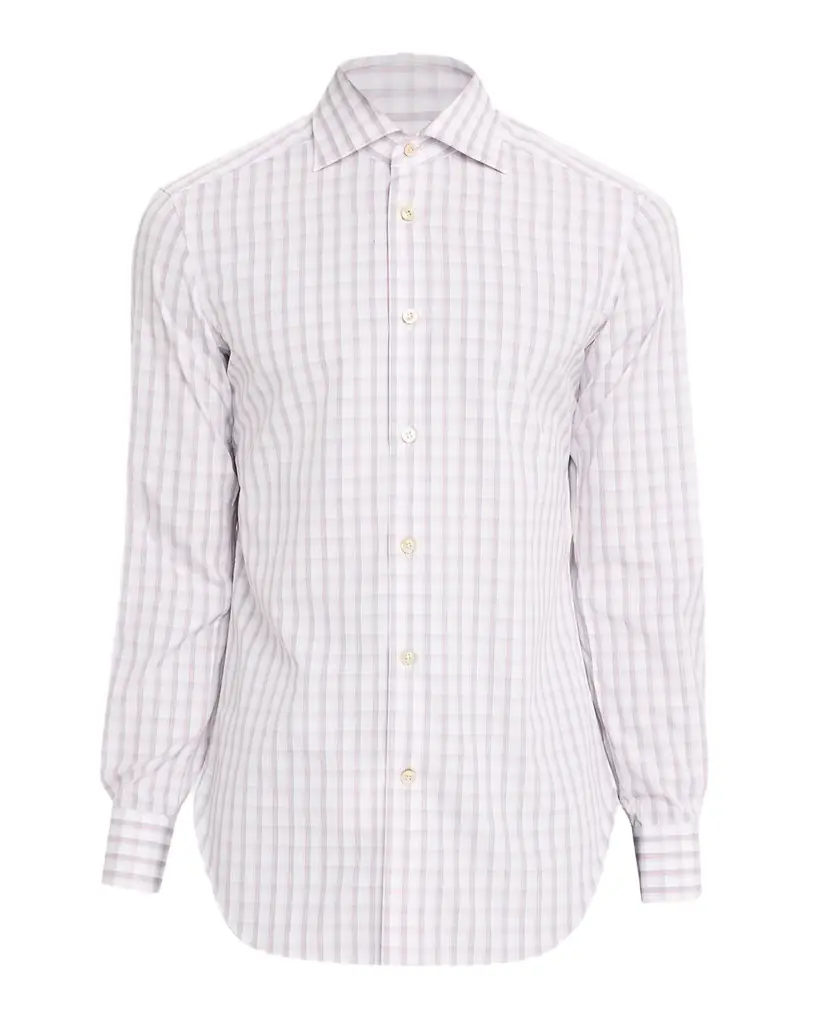 Kiton Men 's Cotton Plaid Button-Down Shirt