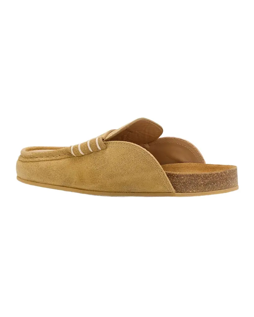 JW Anderson Men 's Stitch Suede Penny Loafer Slides