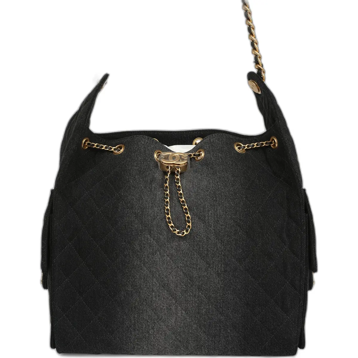 Chanel Chanel Medium 25 Hobo Bag Black Washed Denim Antique Gold Hardware