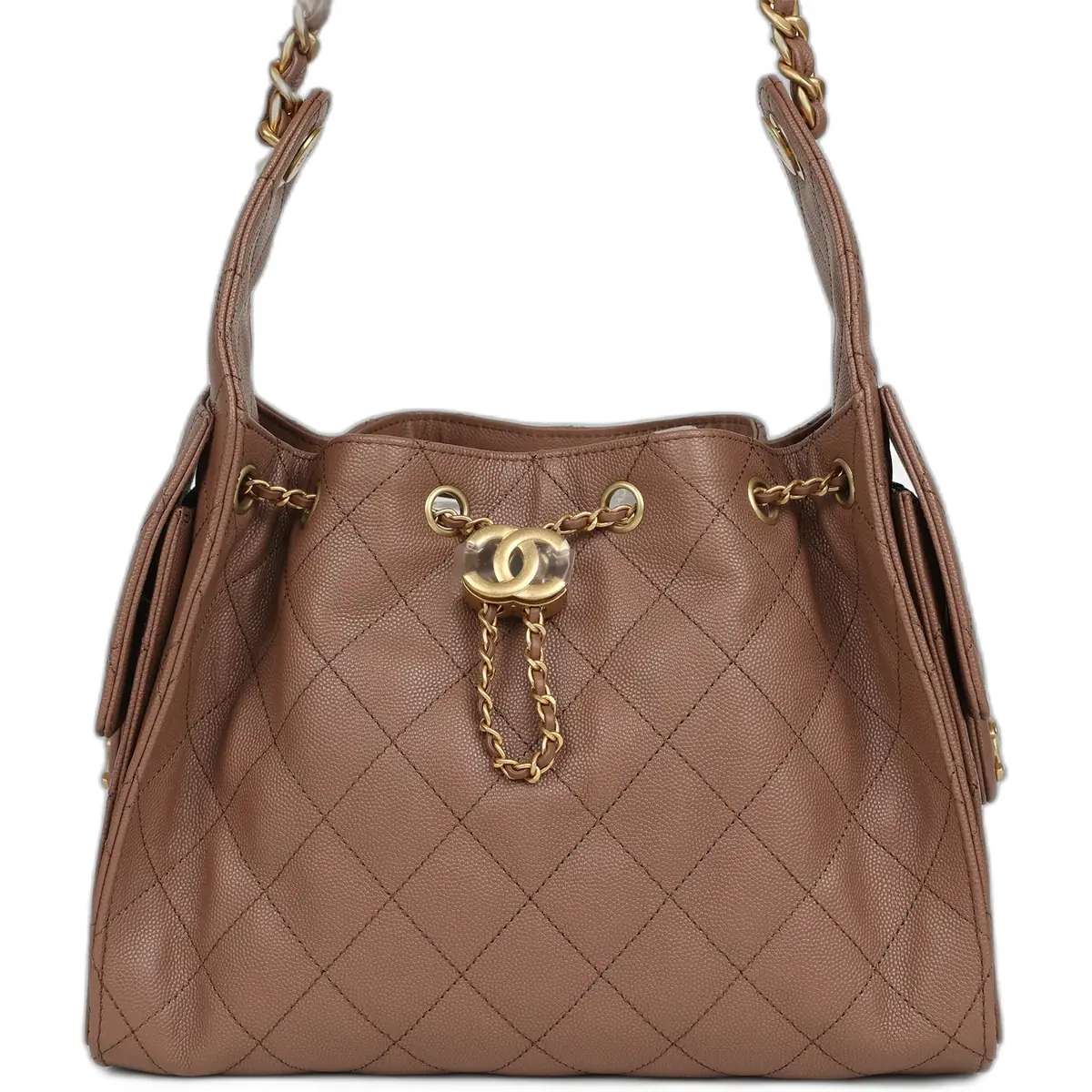 Chanel Chanel Small 25 Hobo Bag Brown Caviar Antique Gold Hardware