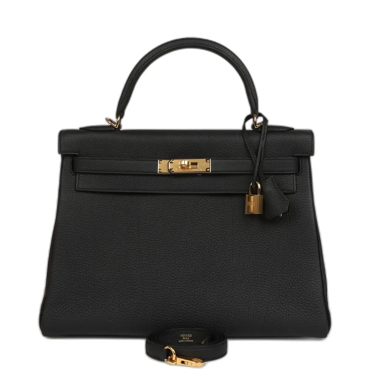 hermes Hermes Kelly Retourne 32 Black Togo Gold Hardware