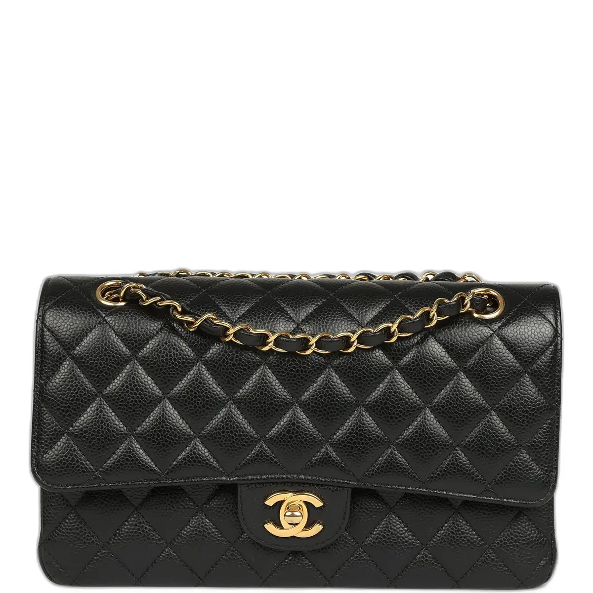 Chanel Pre-owned Chanel Medium Classic Double Flap Black Caviar Gold Hardware