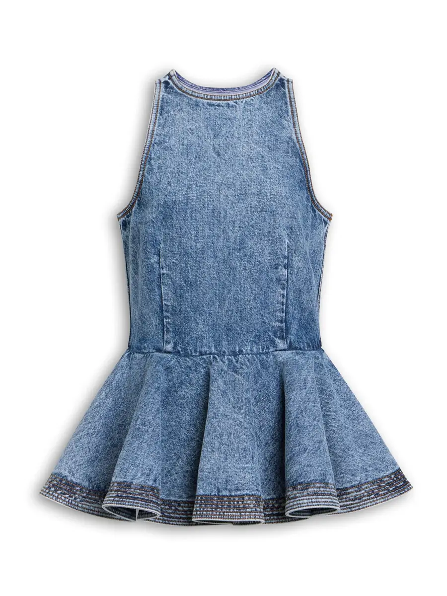 Alaïa Denim Peplum Top