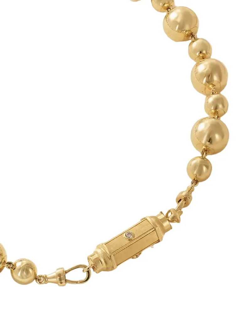Marie Lichtenberg Baby Locket Grain D'or 14-karat Gold Diamond Necklace