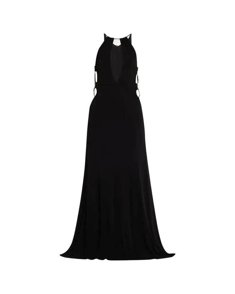 Ramy Brook Charlotte Beaded Cutout Column Gown