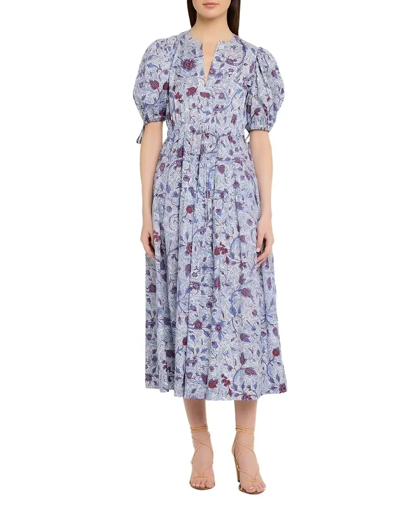 Ulla Johnson Adriana Printed Puff-Sleeve Midi Dress