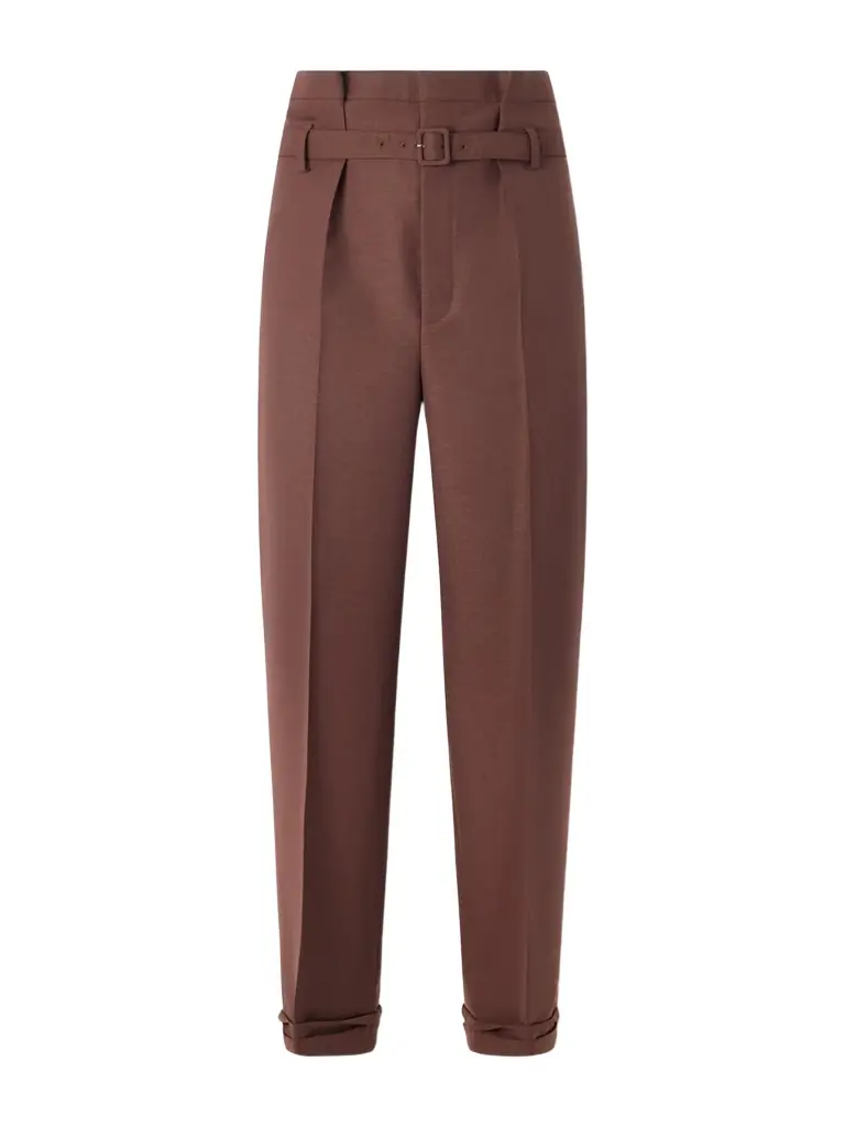 Saint Laurent Tapered Belted Pleated Wool and Mohair-Blend Trousers - Men