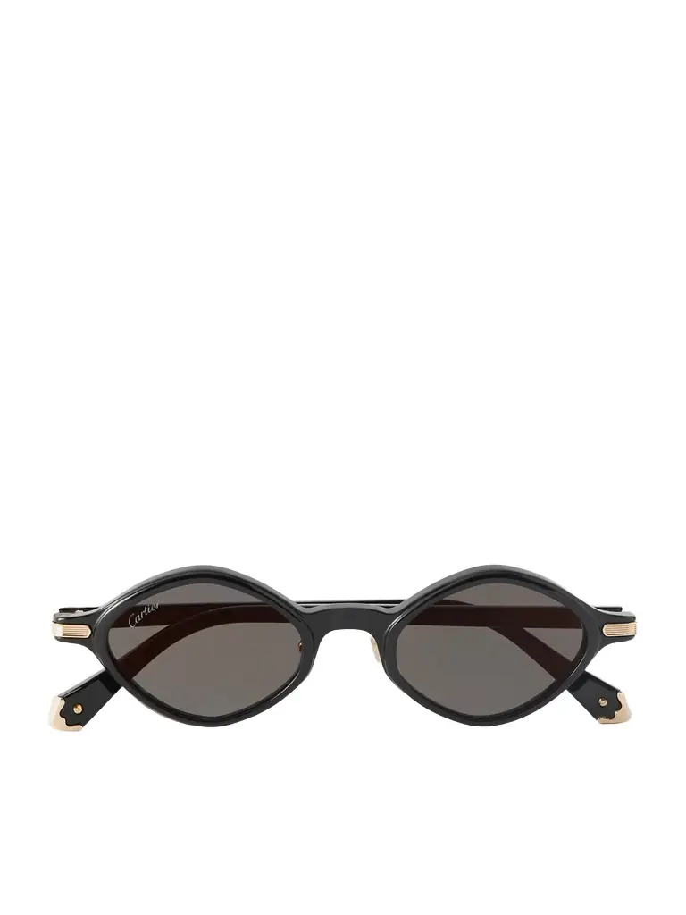 Cartier Eyewear Godron Oval-Frame Acetate Sunglasses - Men