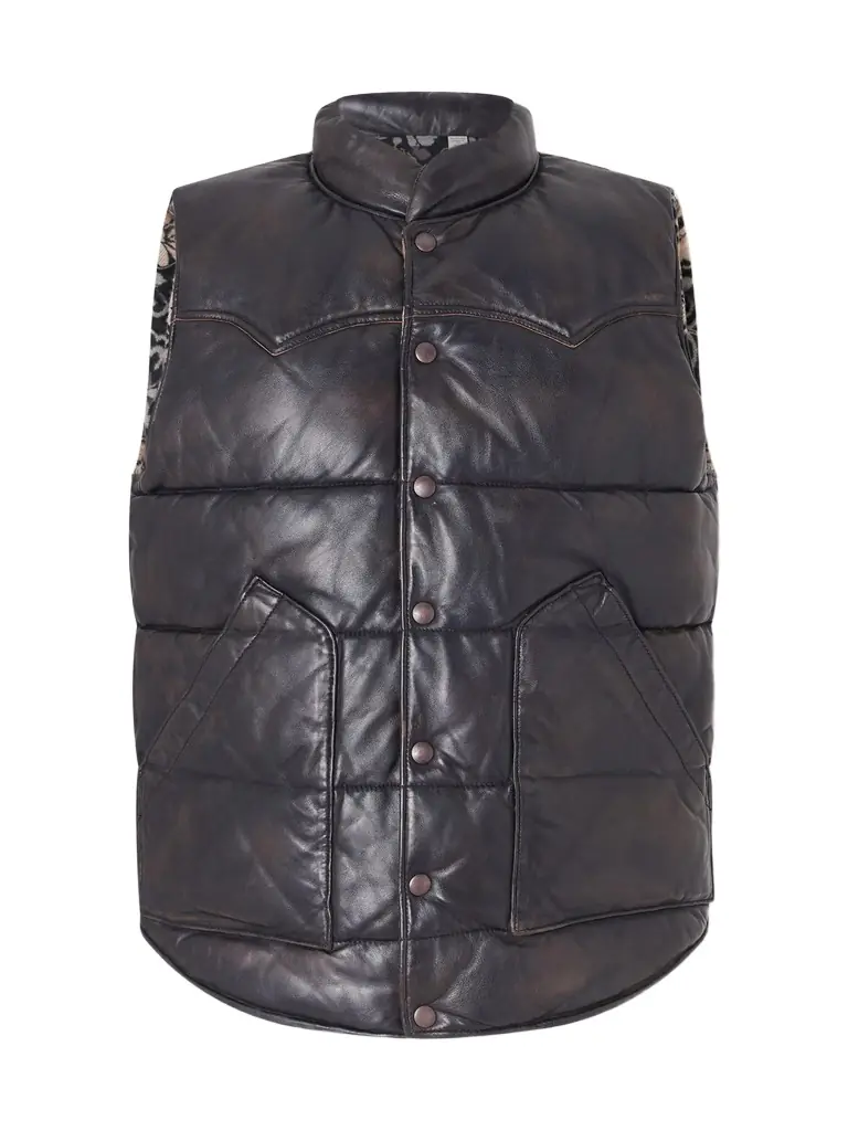 RRL Reversible Quilted Leather Gilet - Men