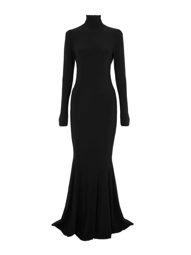 Norma Kamali Stretch-jersey Turtleneck Gown