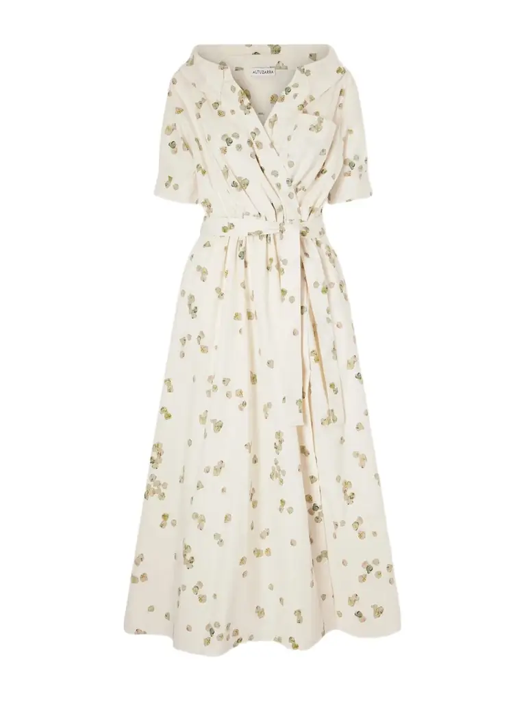 Altuzarra Lydia Belted Printed Cotton-blend Poplin Midi Dress