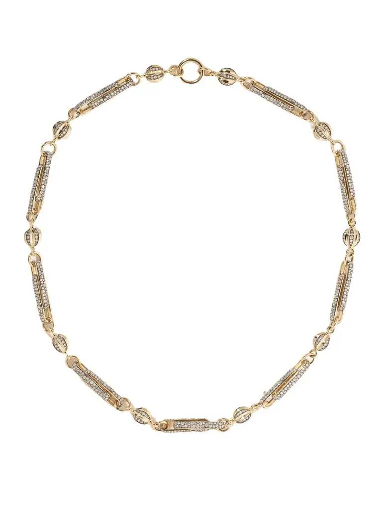 Lucy Delius Double Diamond Stirrup Rhodium-plated 14-karat Gold Diamond Necklace