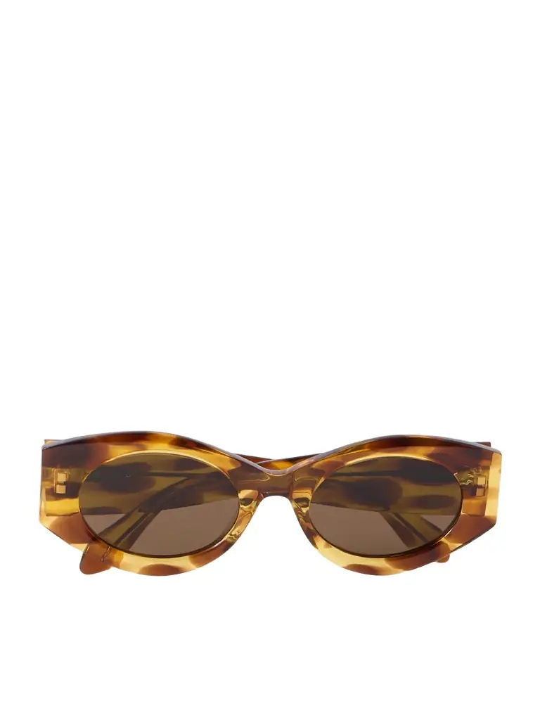 Alaïa Lettering Round-frame Tortoiseshell Acetate Sunglasses