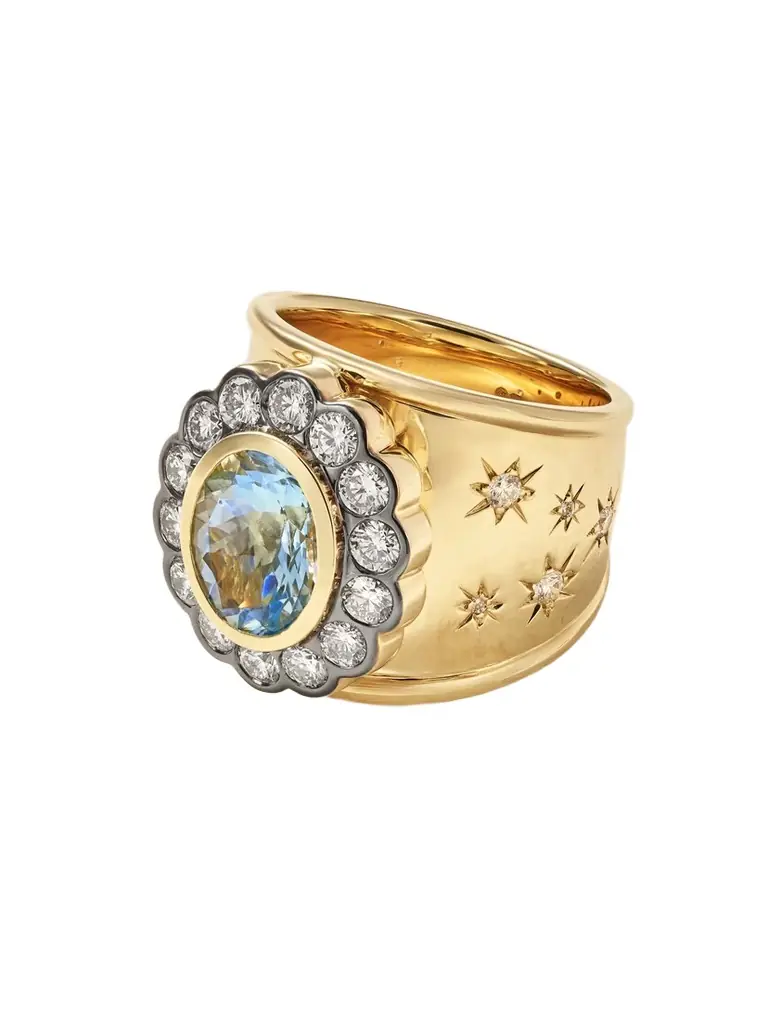 Marlo Laz Alix Cigar 14-karat Gold, Aquamarine And Diamond Ring
