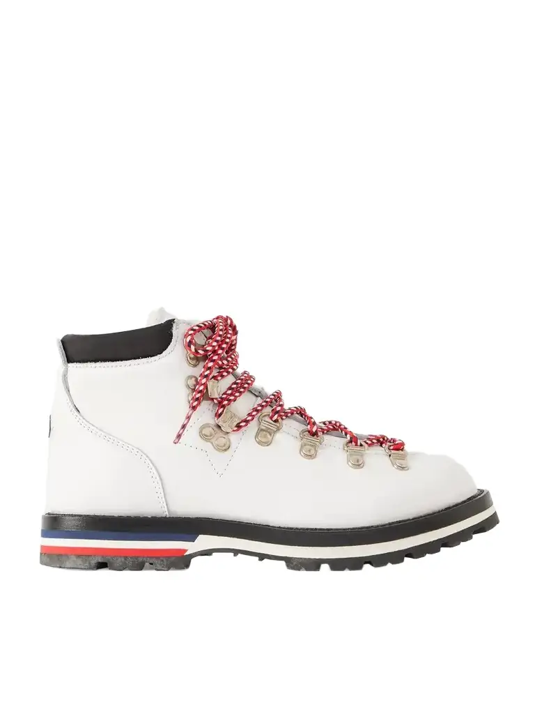 Moncler Blanche Shearling-lined Leather Ankle Boots