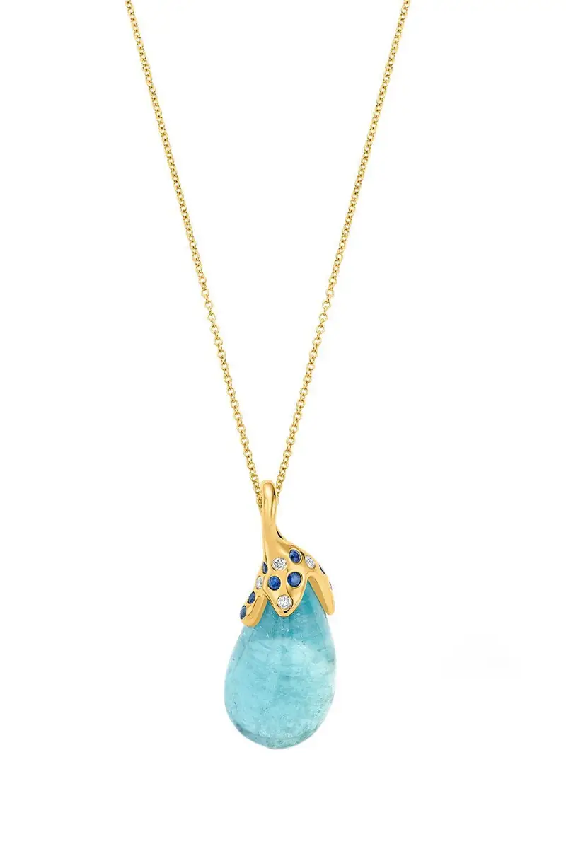 EDINA KISS Aquamarine Drop Necklace