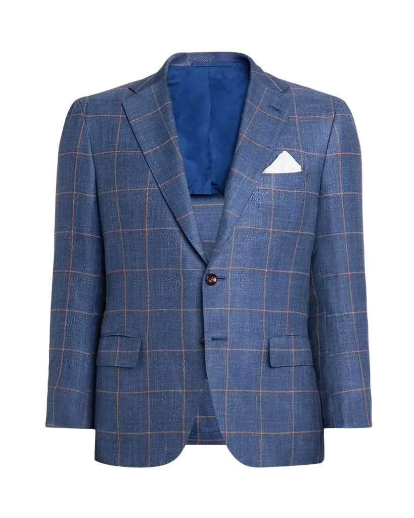 Kiton Men's Cashmere, Silk, and Linen Windowpane Sport Coat