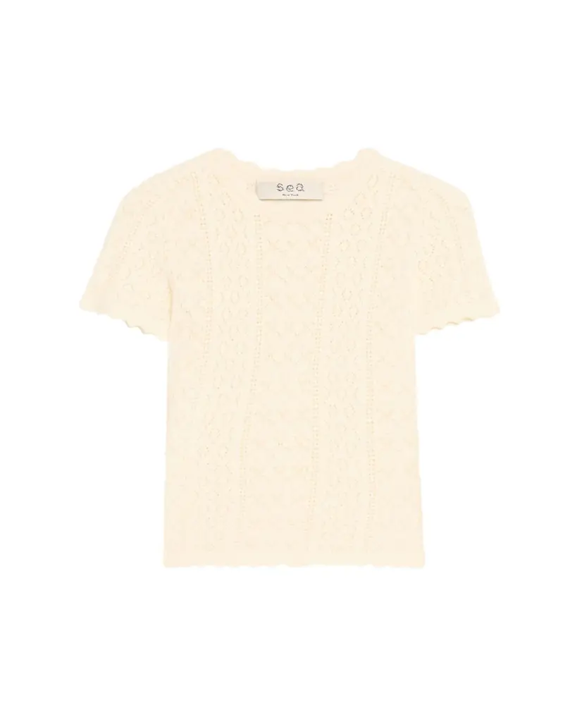 Sea Georgia Pointelle Knit Short-Sleeve Top