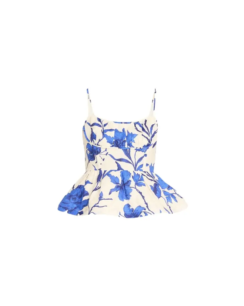Cara Cara Alba Printed Fit-&-Flare Linen Top