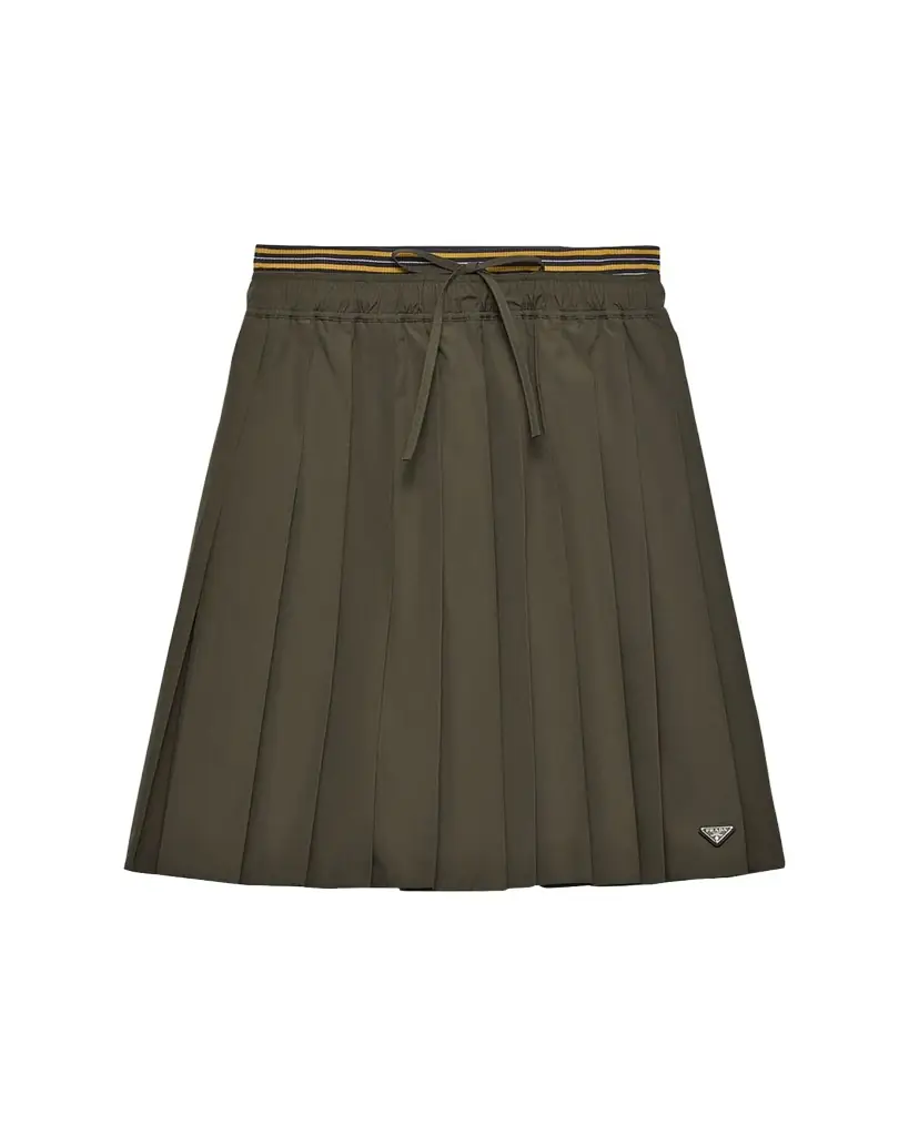 Prada Layered Cotton Pleated Pull-On Skirt