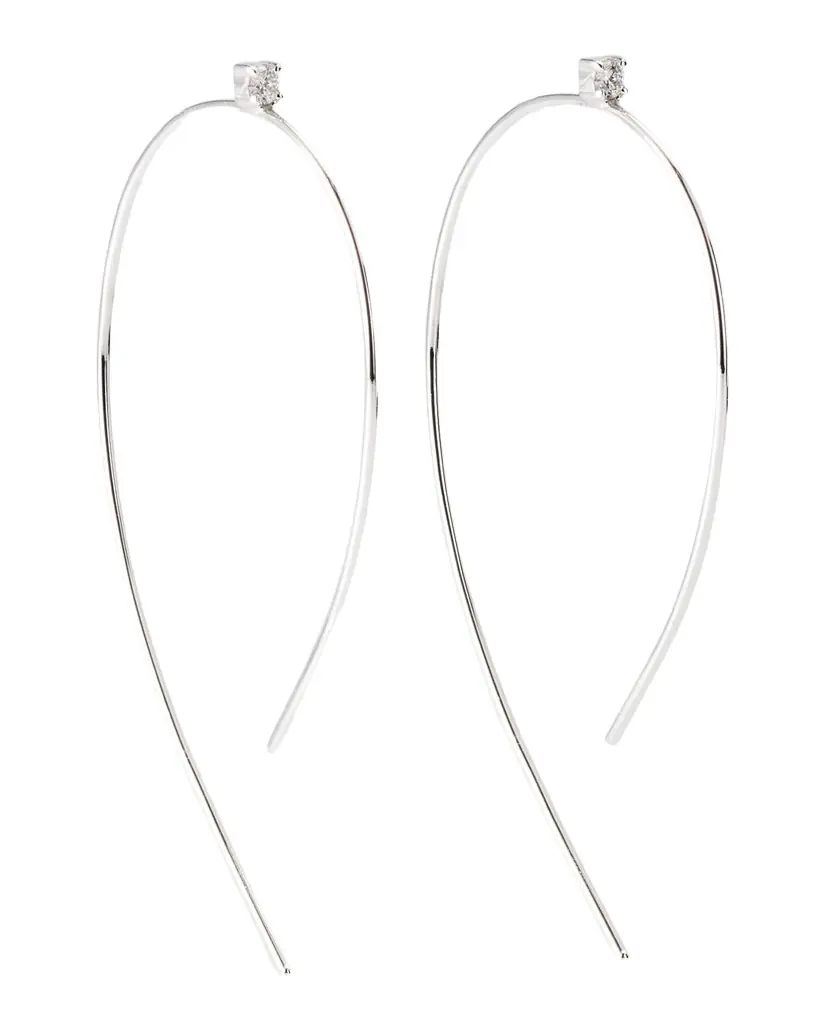 LANA 14K Gold Mini Wire Hooked On Hoop Earrings with Diamonds, 38mm