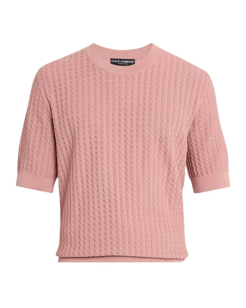 Dolce & Gabbana Men 's Cotton Jacquard Knit Short-Sleeve Sweater