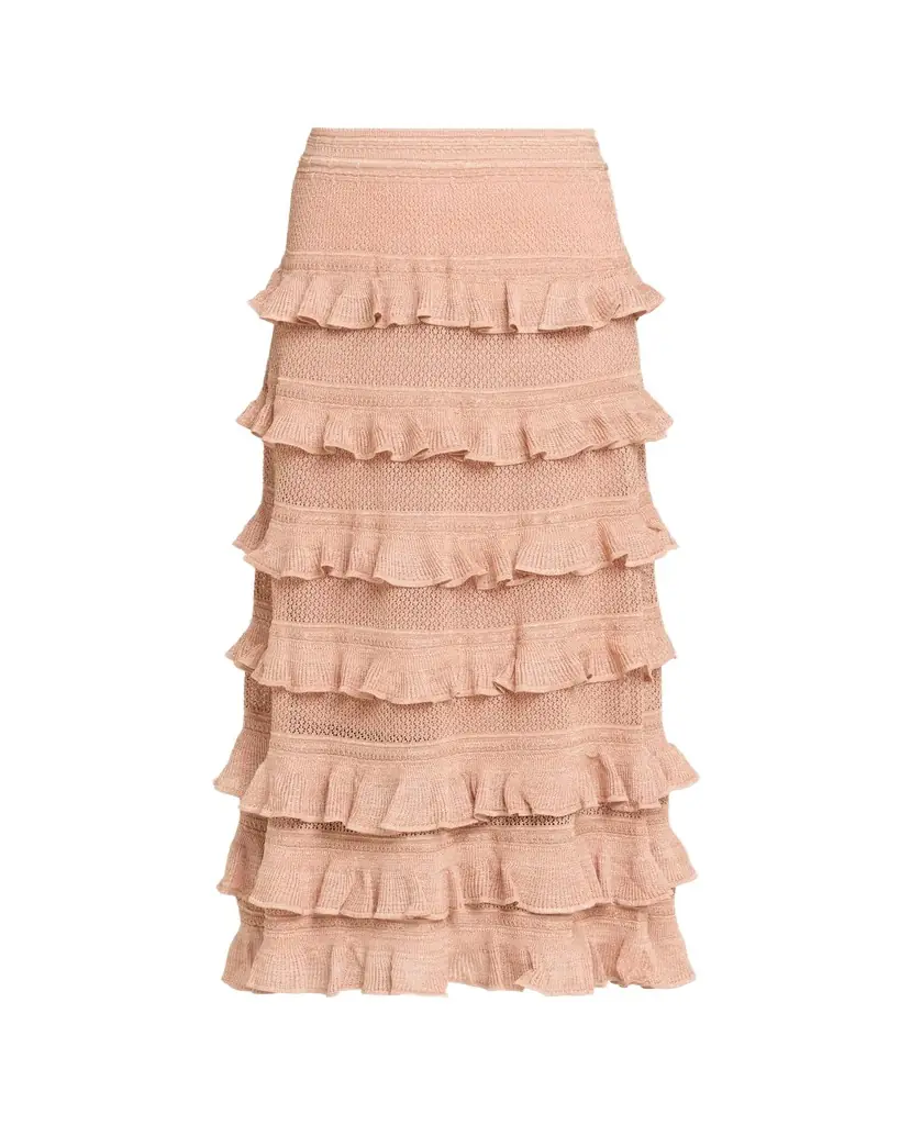 Zimmermann Rebellion Lace Frill Midi Skirt