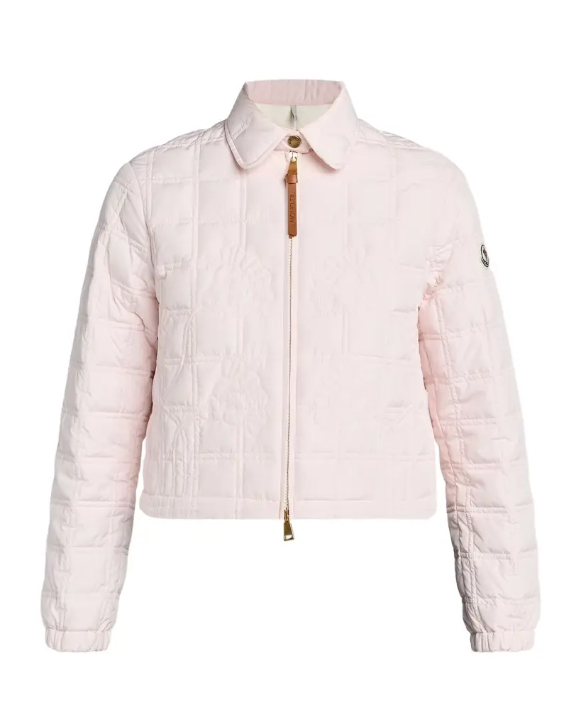Moncler Floral-Quilted Cropped Down Jacket