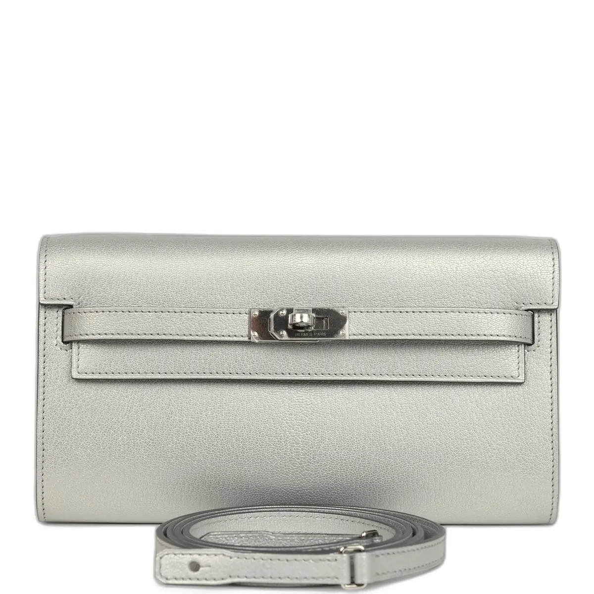 hermes Hermes Kelly Wallet To Go Argent Chevre Chamkilight Palladium Hardware