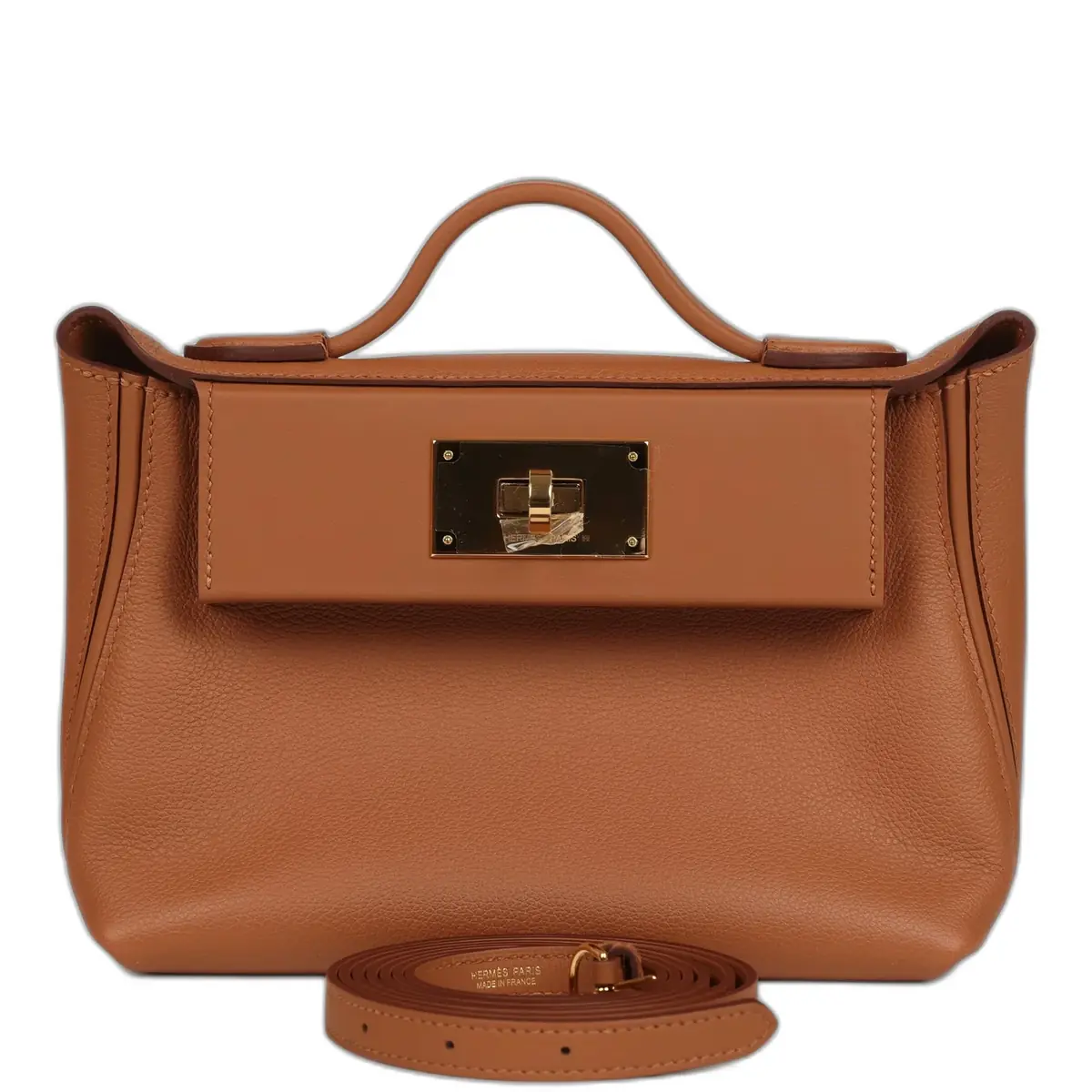 hermes Hermes Mini 24/24 Bag Gold Evercolor and Swift Gold Hardware