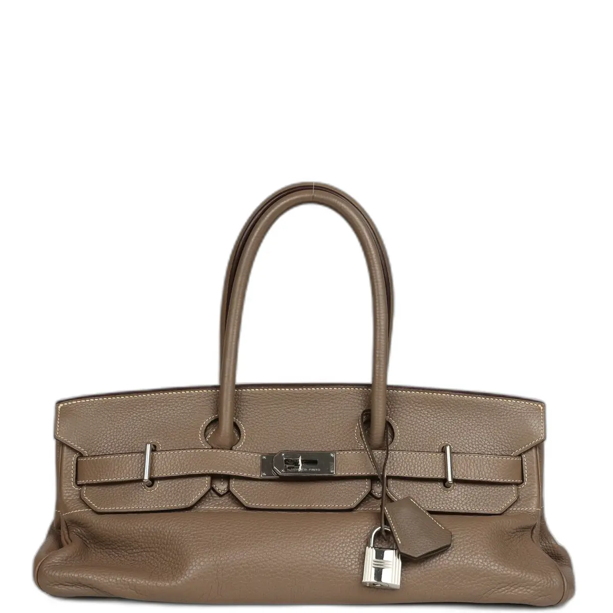 hermes Vintage Hermes Shoulder Birkin 42 JPG Etoupe Clemence Palladium Hardware