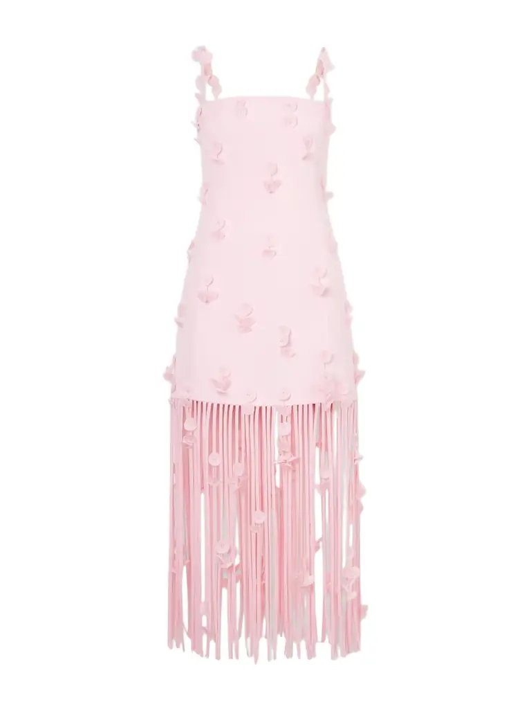 Simkhai Juliana Embellished Fringed Linen-blend Midi Dress