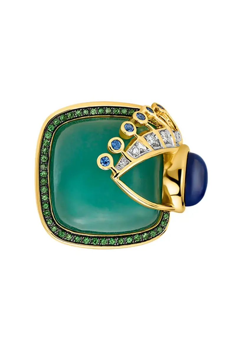 EDINA KISS Chrysoprase Side Eye Ring