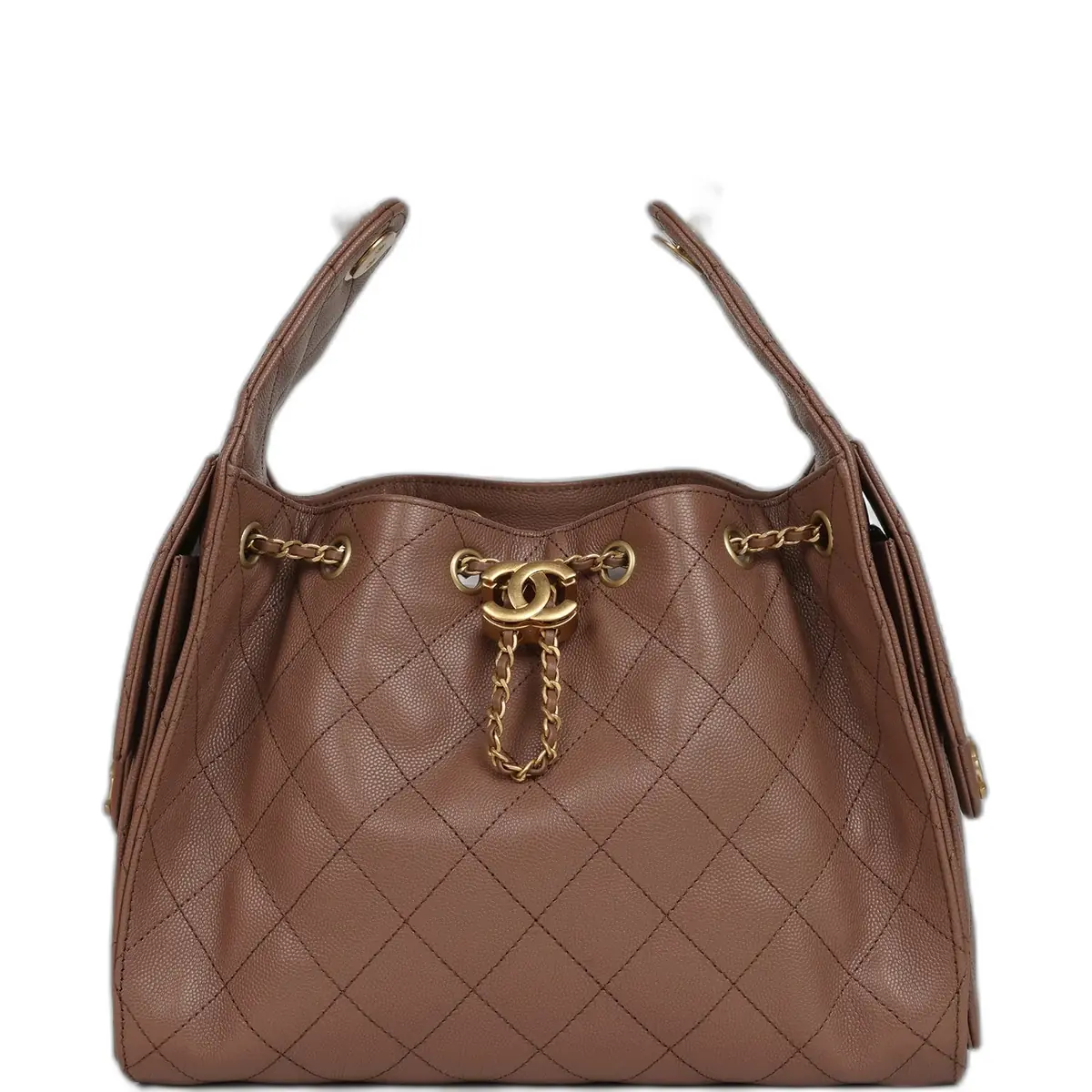 Chanel Chanel Small 25 Hobo Bag Brown Caviar Antique Gold Hardware