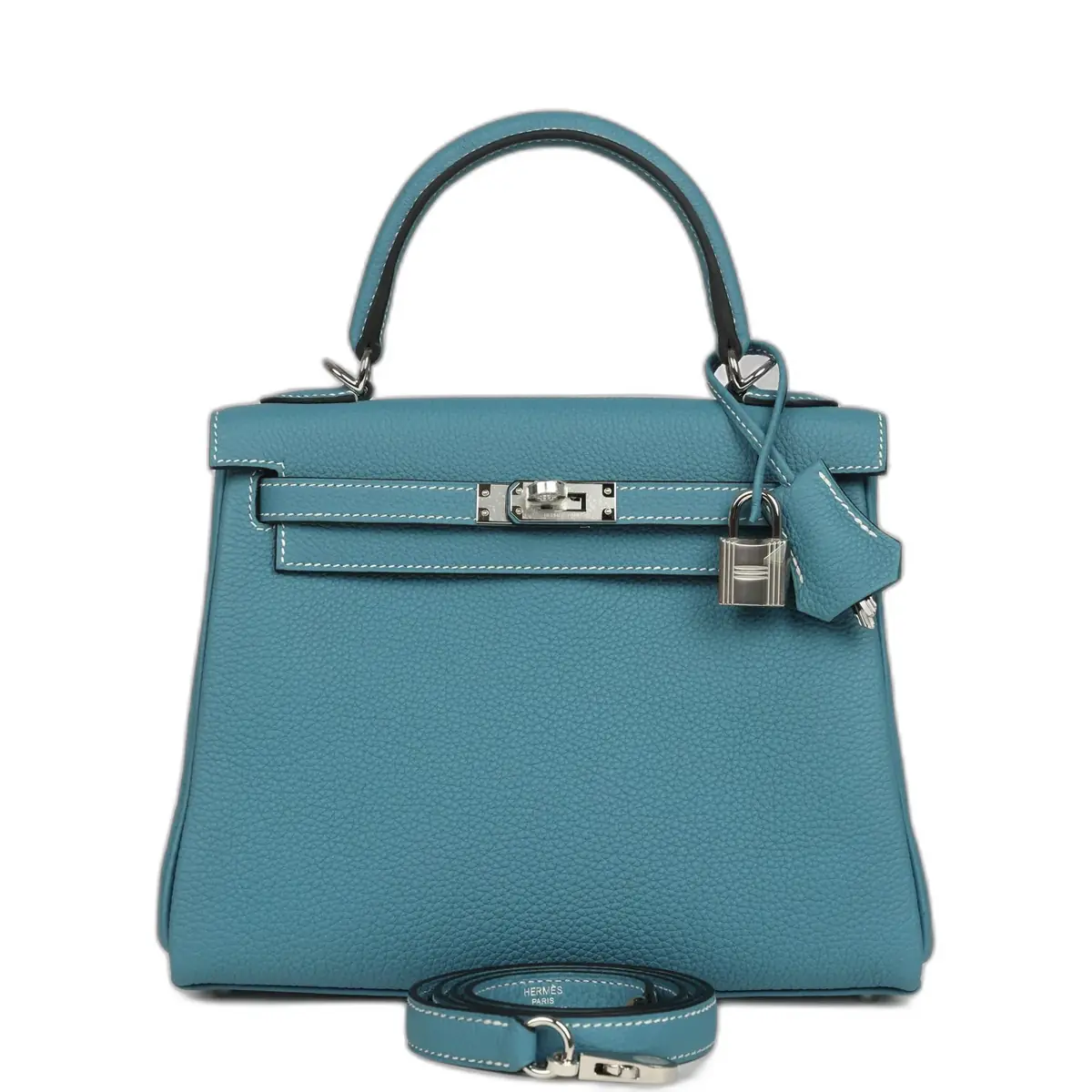 hermes Hermes Kelly Retourne 25 Blue Jean Togo Palladium Hardware