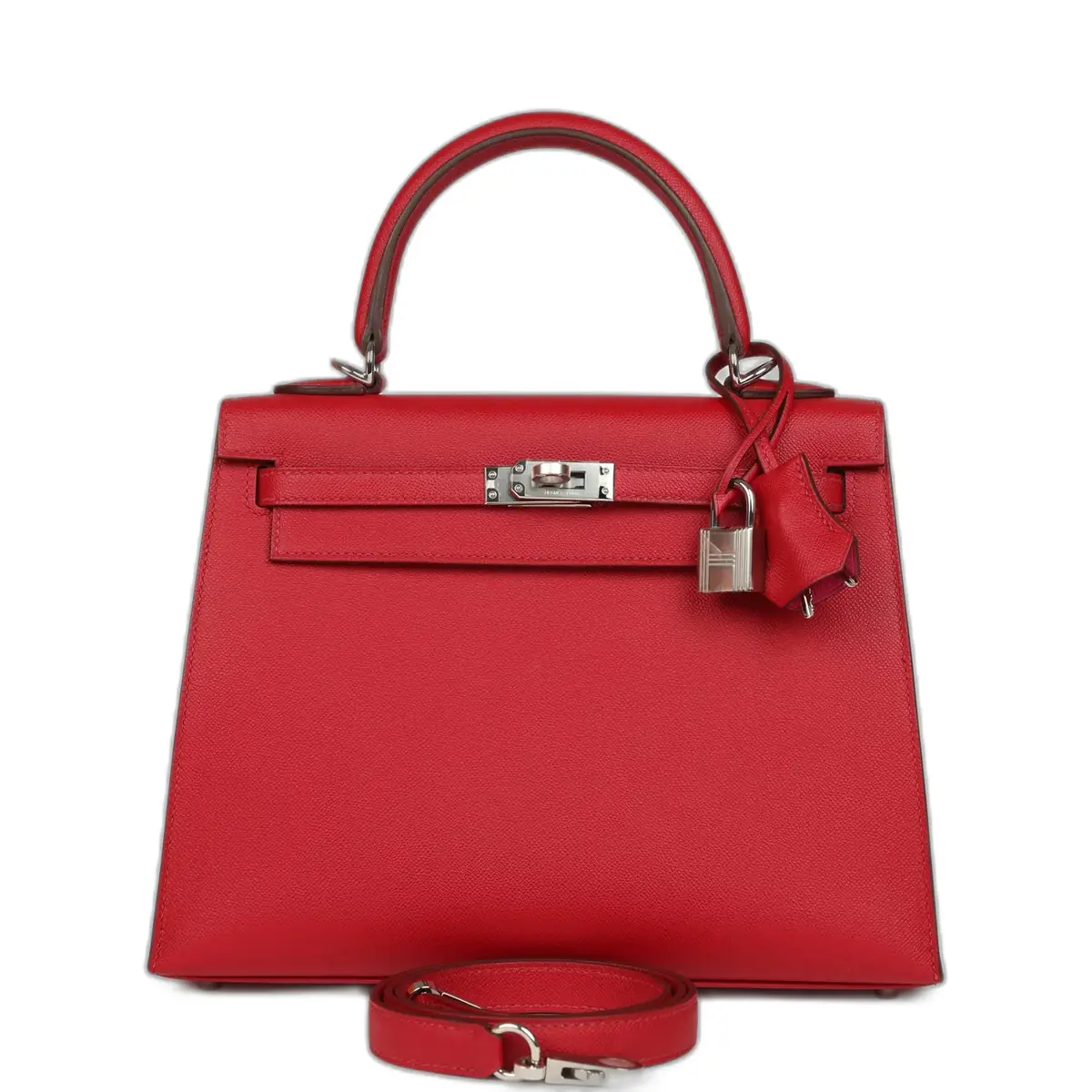 hermes Hermes Kelly Sellier 25 Rouge Piment Verso Madame Palladium Hardware