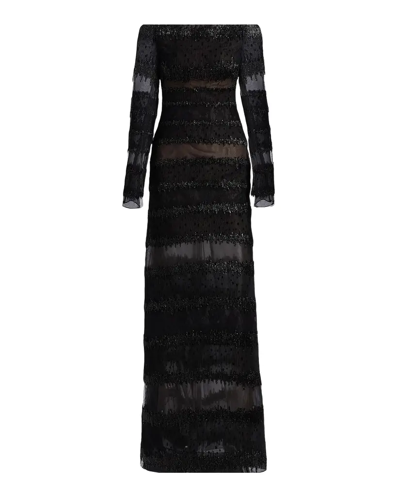 Atelier Prabal Gurung Karolina Metallic Tulle Off-Shoulder Gown