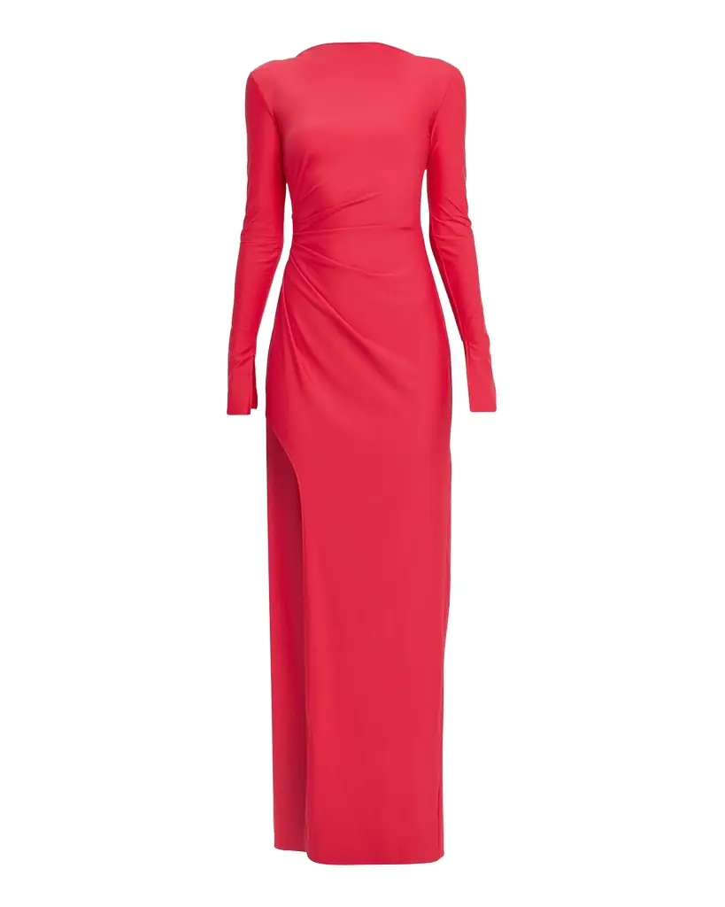 LAPOINTE Matte Jersey Long-Sleeve Ruched Gown
