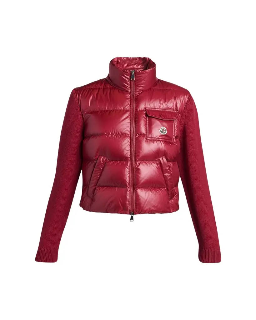 Moncler Padded Zip-Up Wool Cardigan