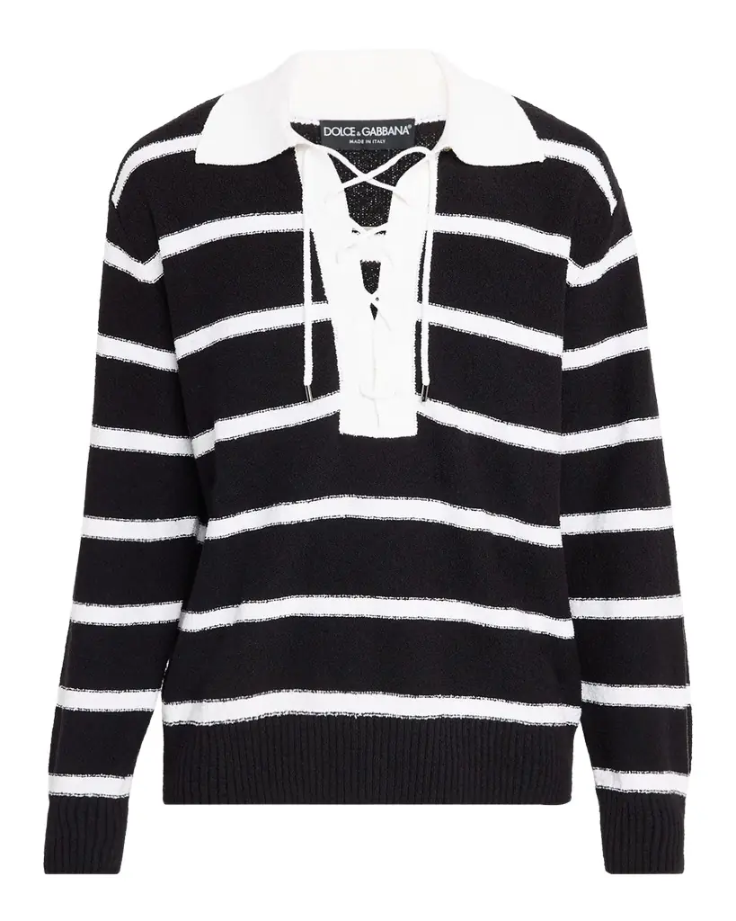 Dolce & Gabbana en 's Lace-Up Johnny Collar Polo Sweater