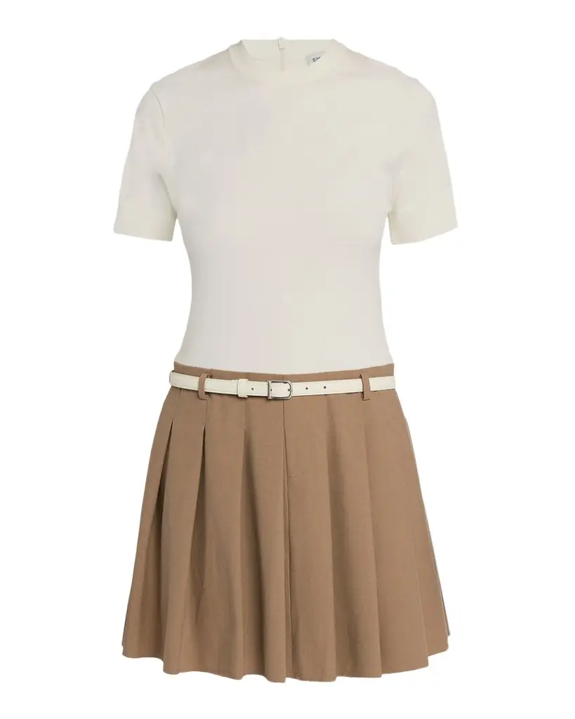 SIMKHAI Abbie Short-Sleeve Drop-Waist Mini Dress