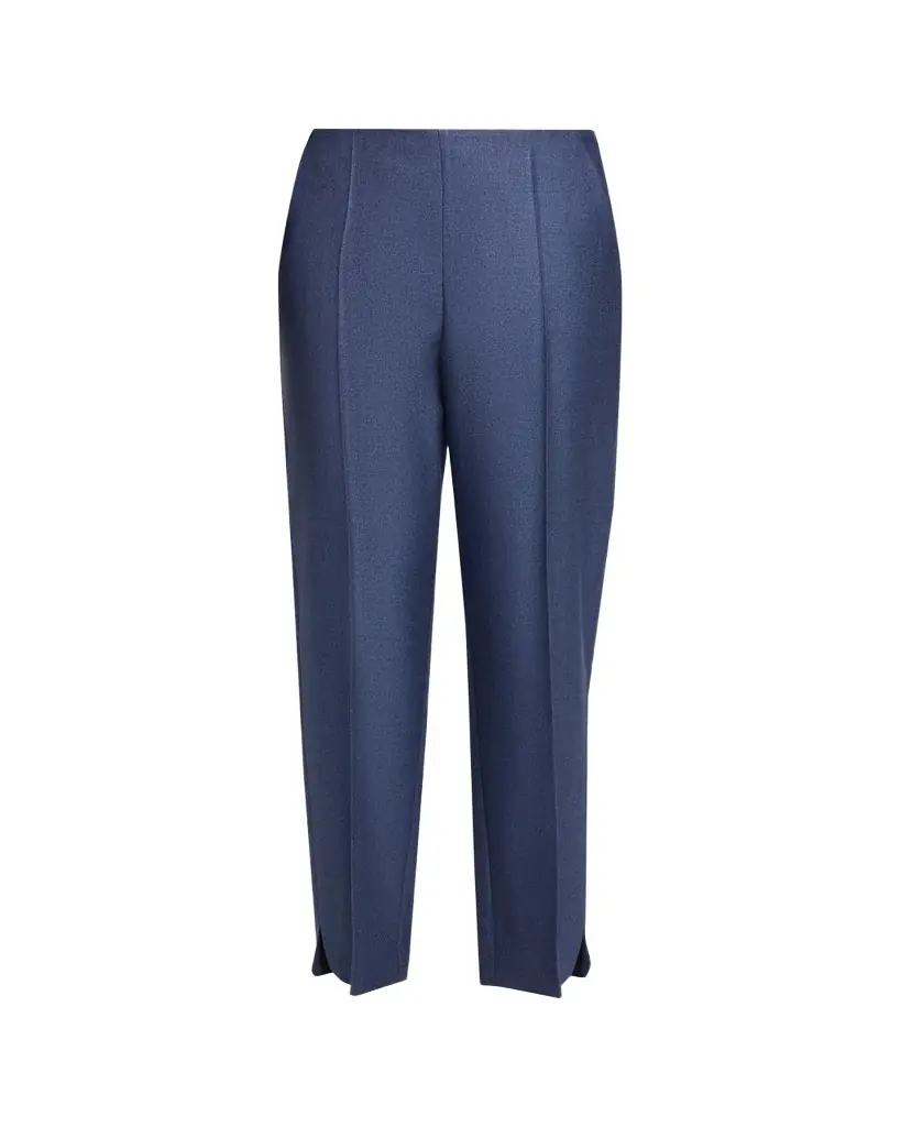 Giorgio Armani Silk Straight-Leg Ankle Slit Trousers