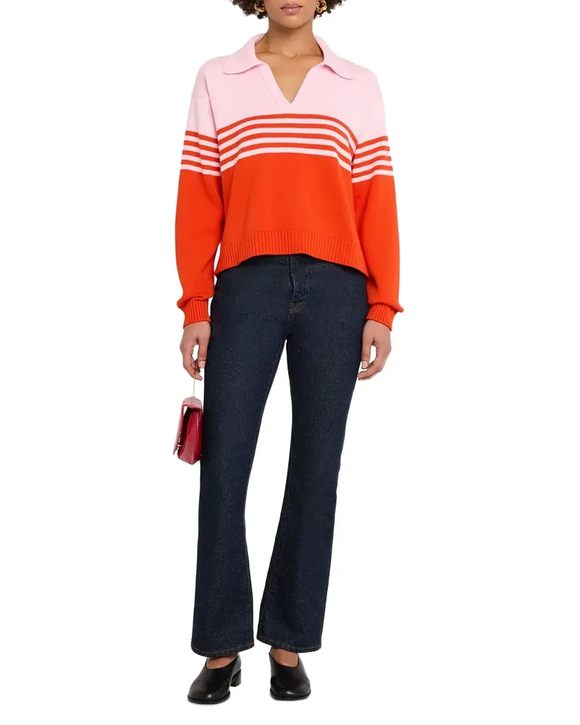 SIMKHAI Jules Stripe Polo Sweater
