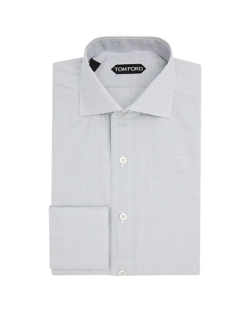 TOM FORD Men's Cotton Fine-Check Dress Shirt