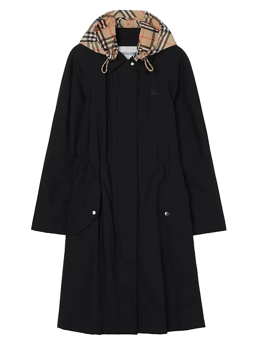 Burberry Women's Newbury Check Hood Parka - Black
