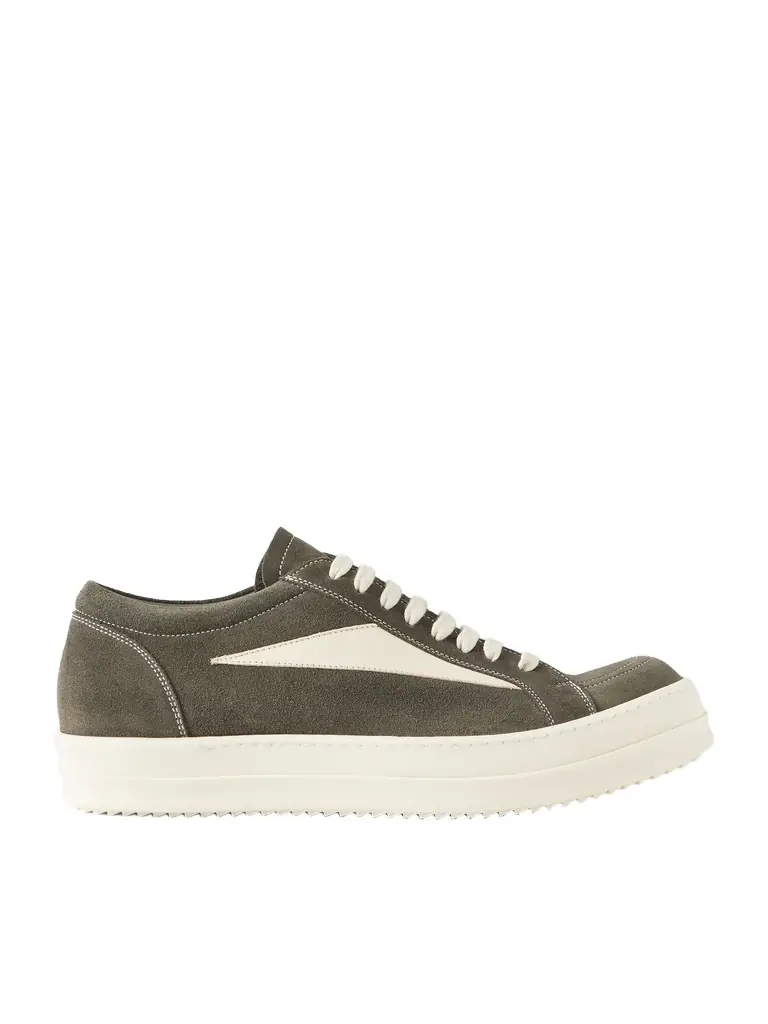 Rick Owens Vintage Full-Grain Leather-Trimmed Suede Sneakers - Men